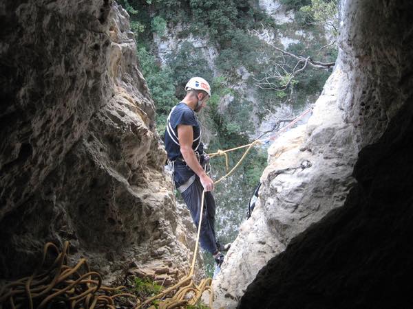 Gole del Salinello - Gola Profonda: Gianluca Di Benedetto all'uscita di Gola Profonda