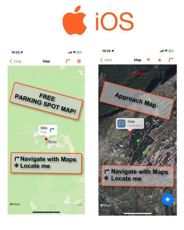 ClimbAdvisor for iOS: you can now launch navigation directly from the map