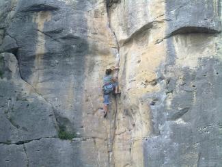 Silvia Gabrielli su Diedro Bachetti (6a+/6b)